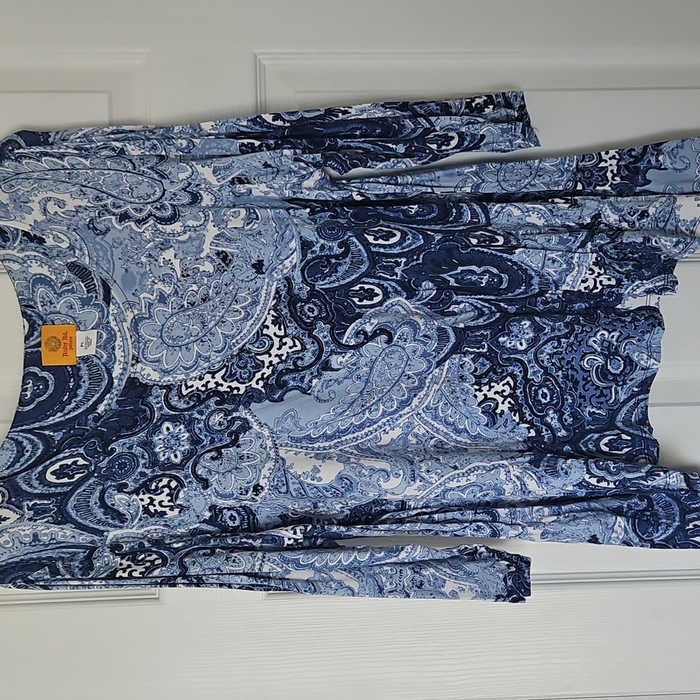 Ruby Rd  Blue & White Paisley Top